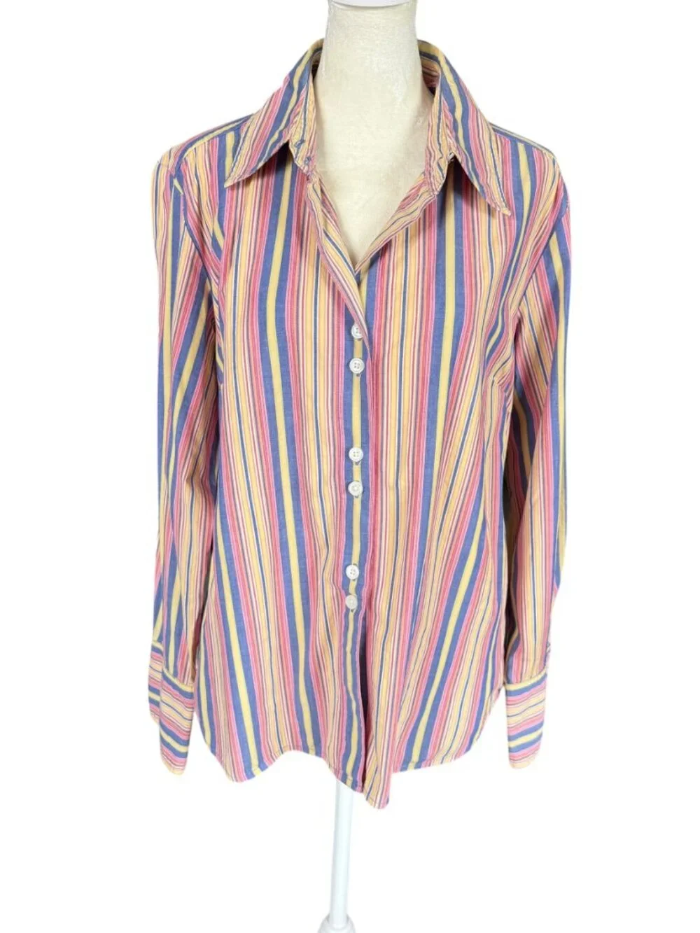 Jamaica Bay multicolored striped long sleeve button down collared shirt size L